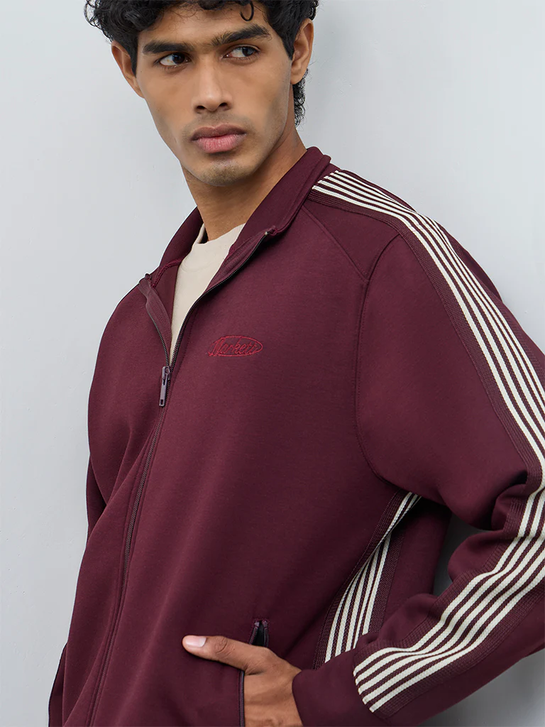 Nuoflexx Wine Striped Relaxed-Fit Jacket - Image 3