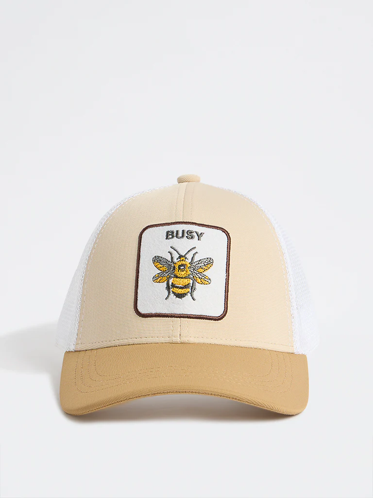 Nuon Beige Bee Embroidered Trucker Cap