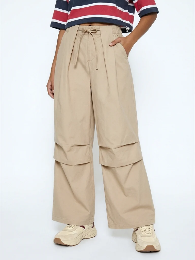 Nuon Beige Cotton Wide Pants - Image 2