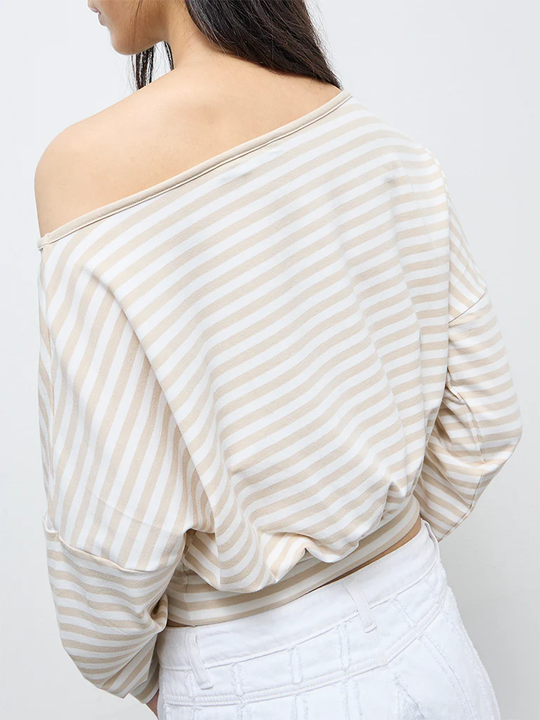 Nuon Beige Striped T-Shirt - Image 4