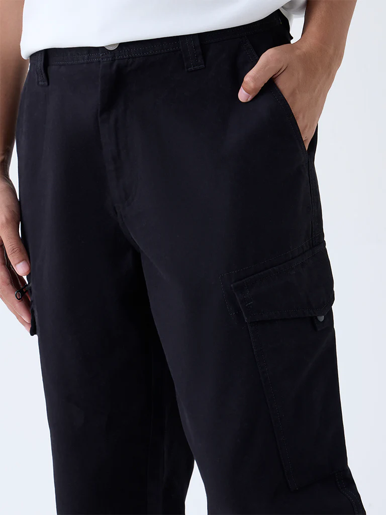 Nuon Black Cargo-Style Relaxed-Fit Jeans - Image 4