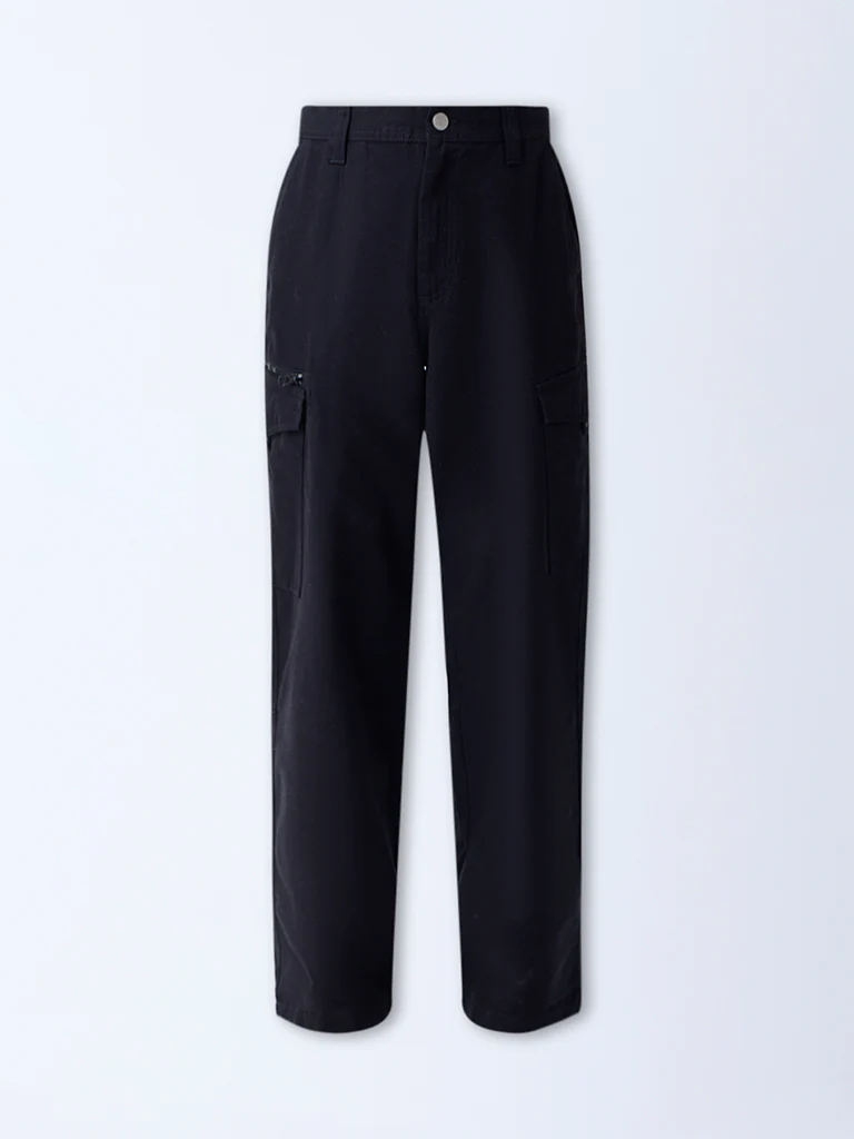 Nuon Black Cargo-Style Relaxed-Fit Jeans - Image 6