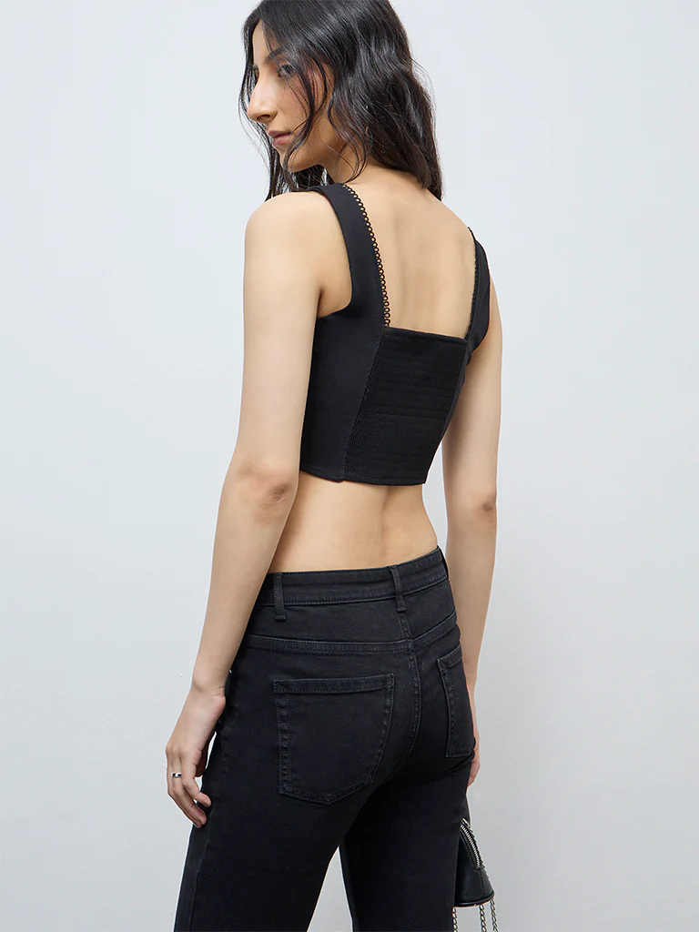 Nuon Black Corset-Style Top - Image 4