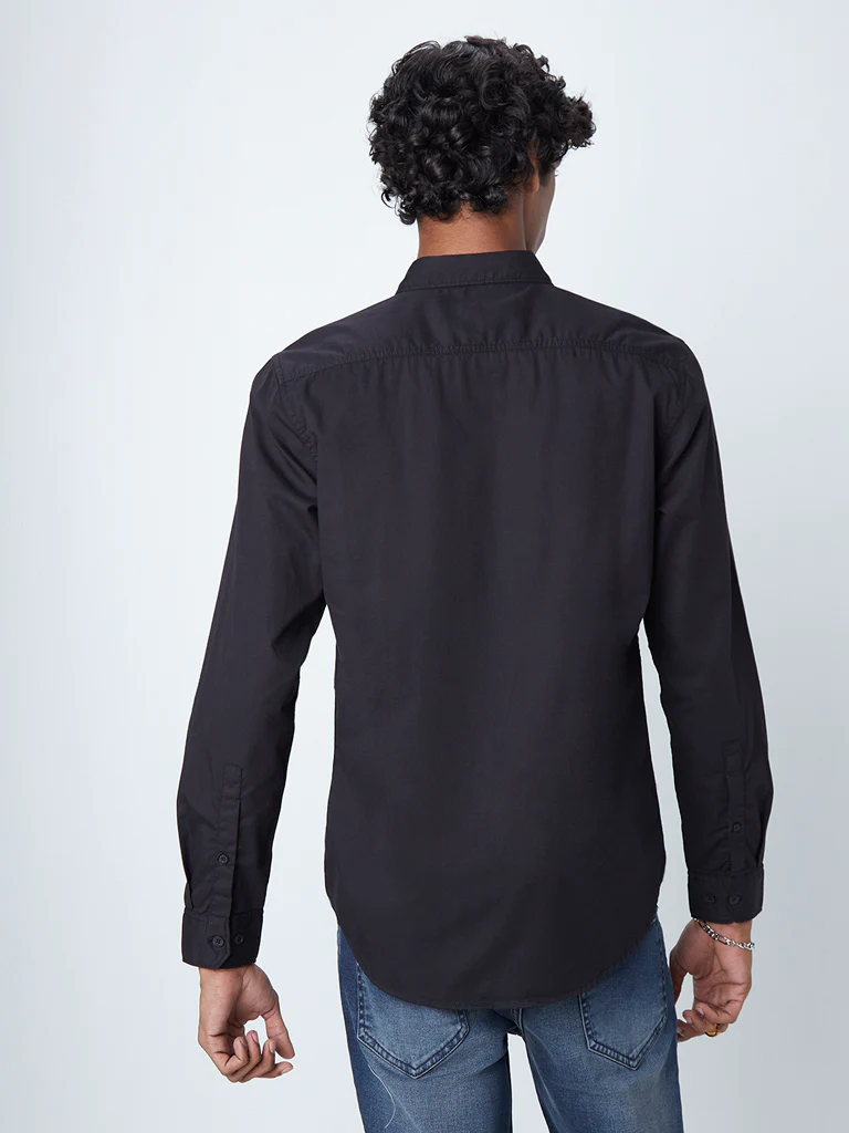 Nuon Black Cotton Slim-Fit Shirt - Image 5
