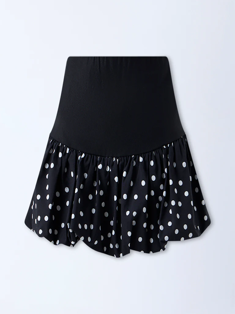 Nuon Black Polka Dotted High-Rise Skirt - Image 5