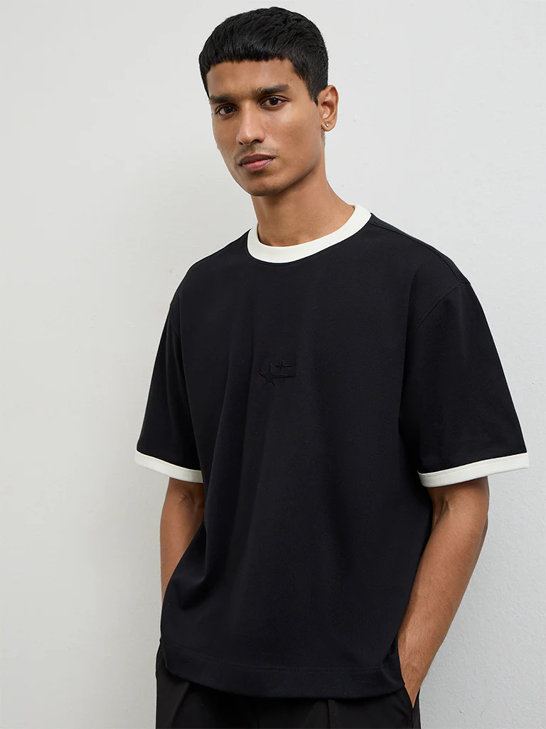 Nuon Black Relaxed-Fit Cotton-Blend T-Shirt