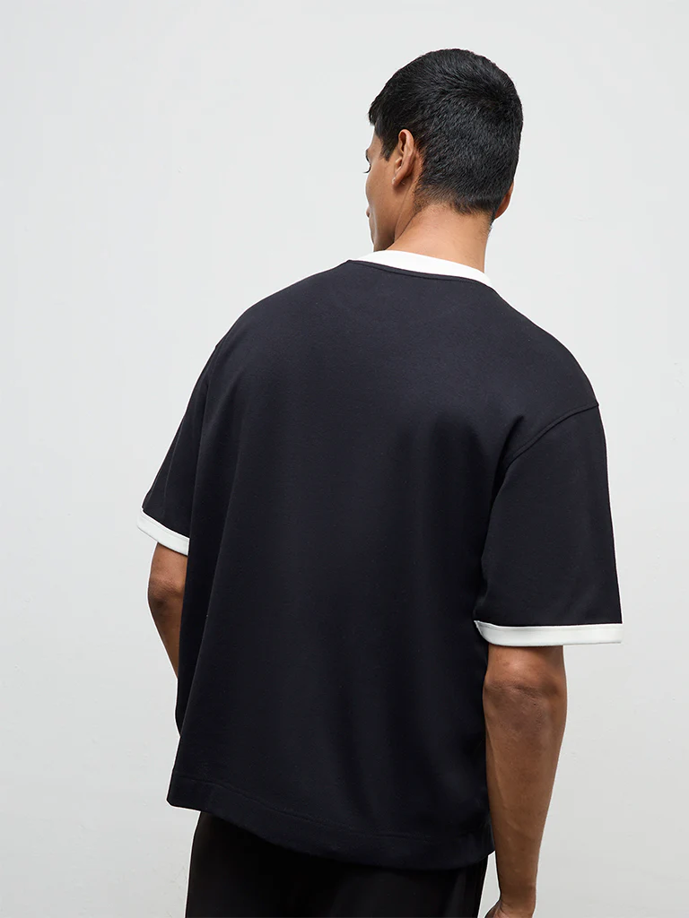 Nuon Black Relaxed-Fit Cotton-Blend T-Shirt - Image 5
