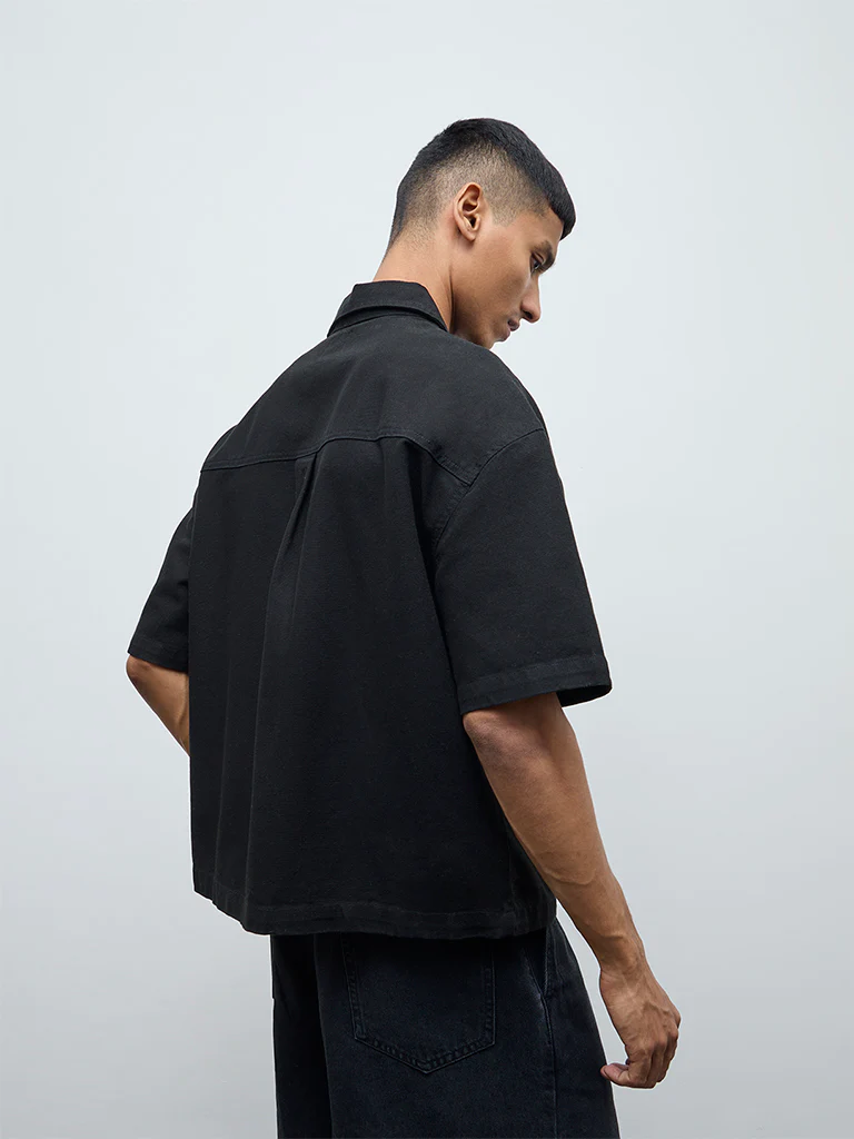 Nuon Black Relaxed-Fit Denim T-Shirt - Image 4