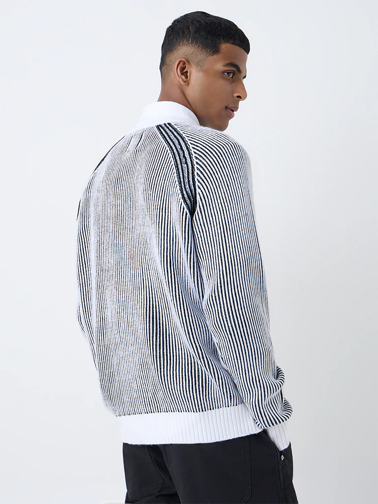 Nuon Black Ribbed-Textured Relaxed-Fit Sweater - Image 4