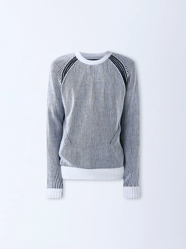Nuon Black Ribbed-Textured Relaxed-Fit Sweater - Image 5