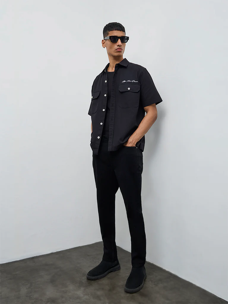 Nuon Black Slim-Fit Mid-Rise Jeans