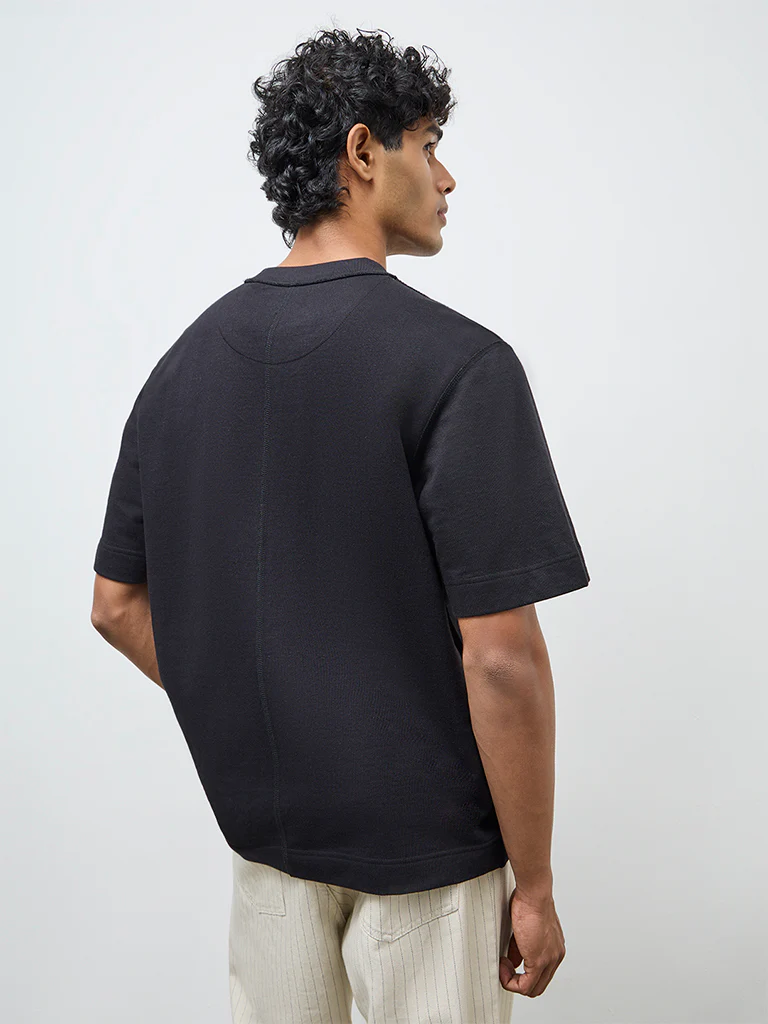 Nuon Black Text Design Relaxed-Fit Cotton T-Shirt - Image 5