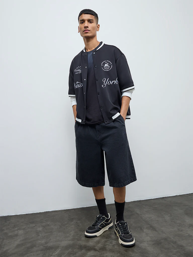 Nuon Black Text Detailed Relaxed-Fit Shirt - Image 2
