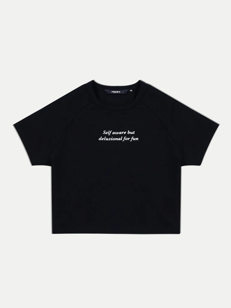 Nuon Black Text Printed Cotton T-Shirt - Image 5