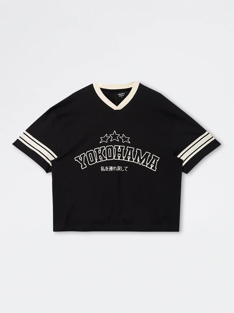 Nuon Black Typographi Relaxed-Fit Cotton T-Shirt