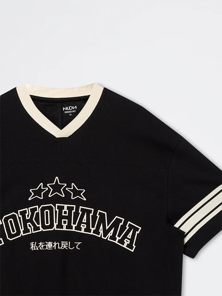 Nuon Black Typographi Relaxed-Fit Cotton T-Shirt - Image 3