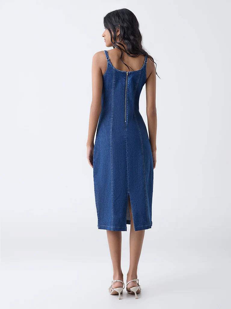 Nuon Blue Denim A-Line Dress - Image 4