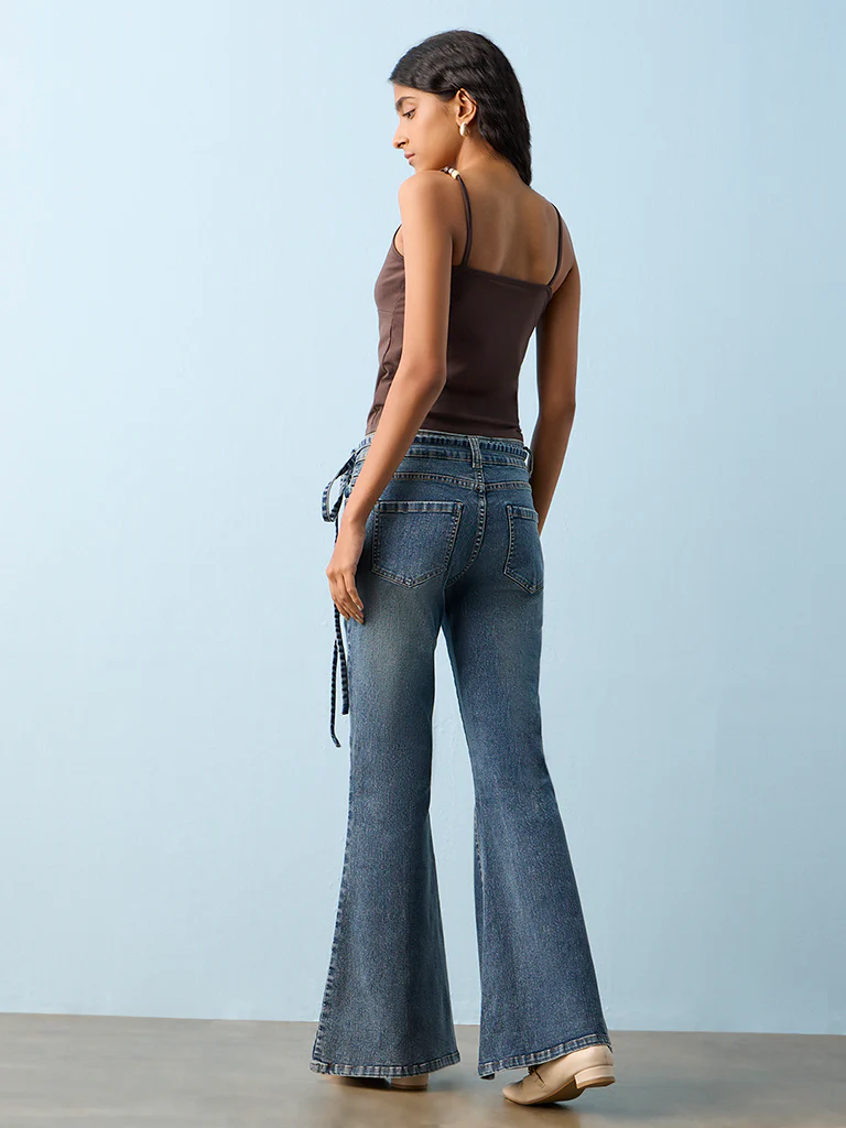Nuon Blue Faded High-Rise Bootcut Jeans - Image 4