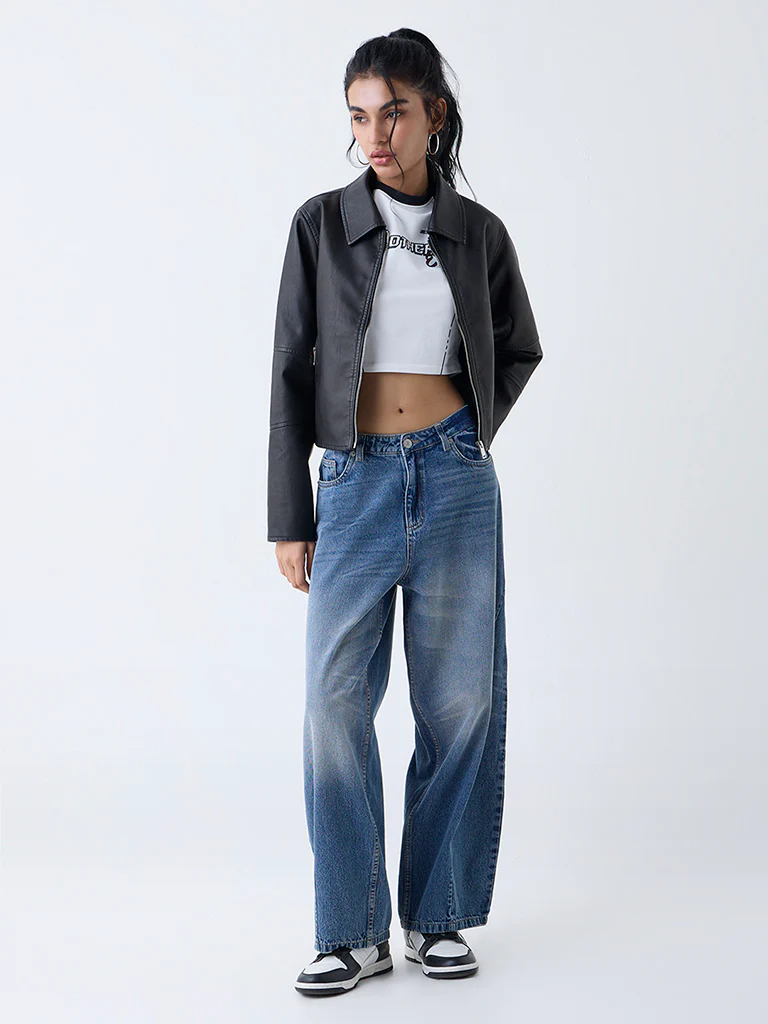 Nuon Blue Faded High-Rise Jeans