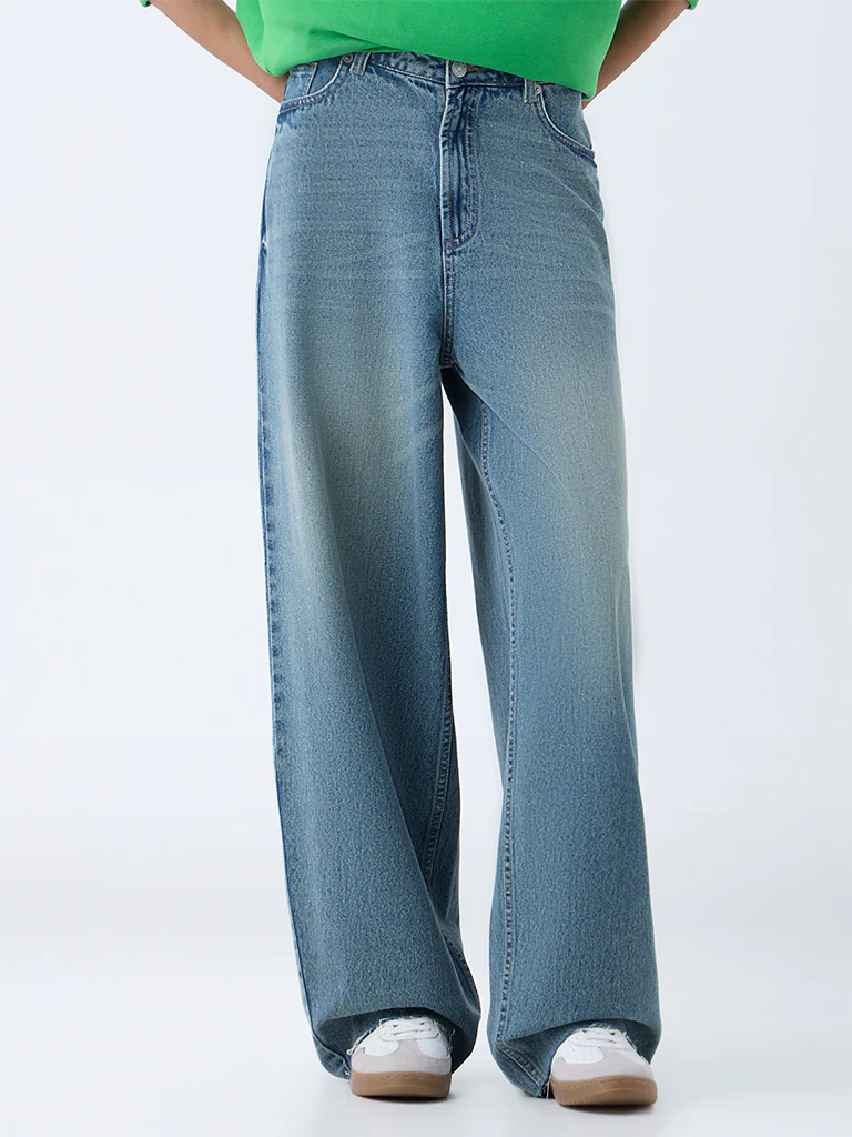 Nuon Blue Faded High-Rise Jeans - Image 2