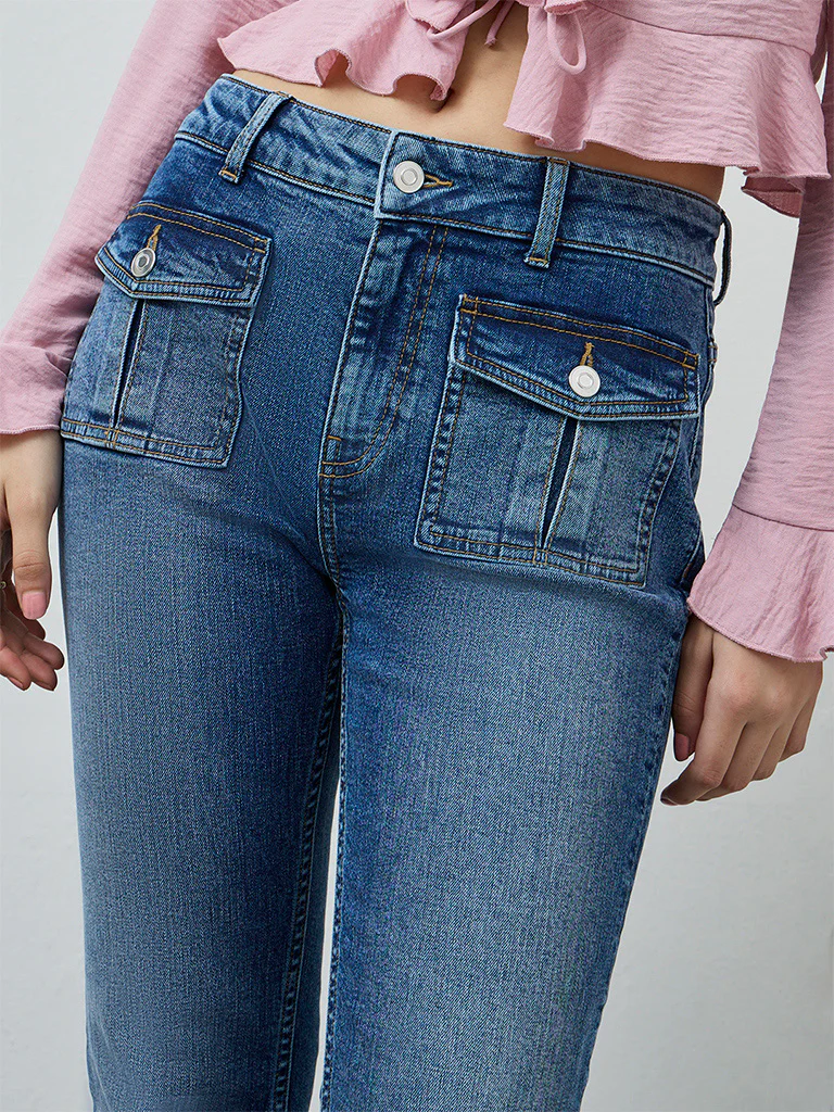 Nuon Blue Faded High-Rise Jeans - Image 3