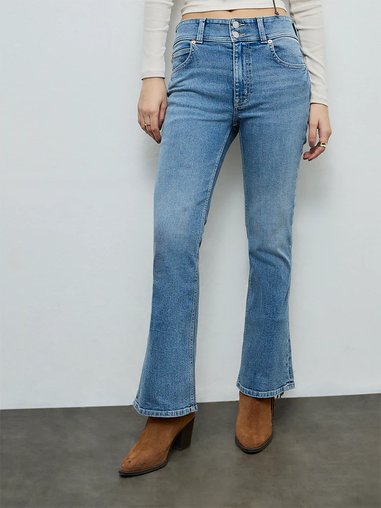 Nuon Blue Faded High-Rise Jeans - Image 2