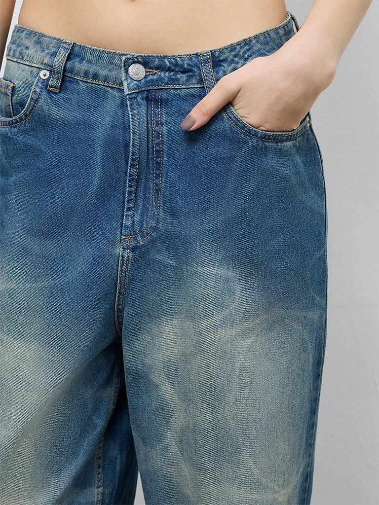 Nuon Blue Faded High-Rise Jeans - Image 3