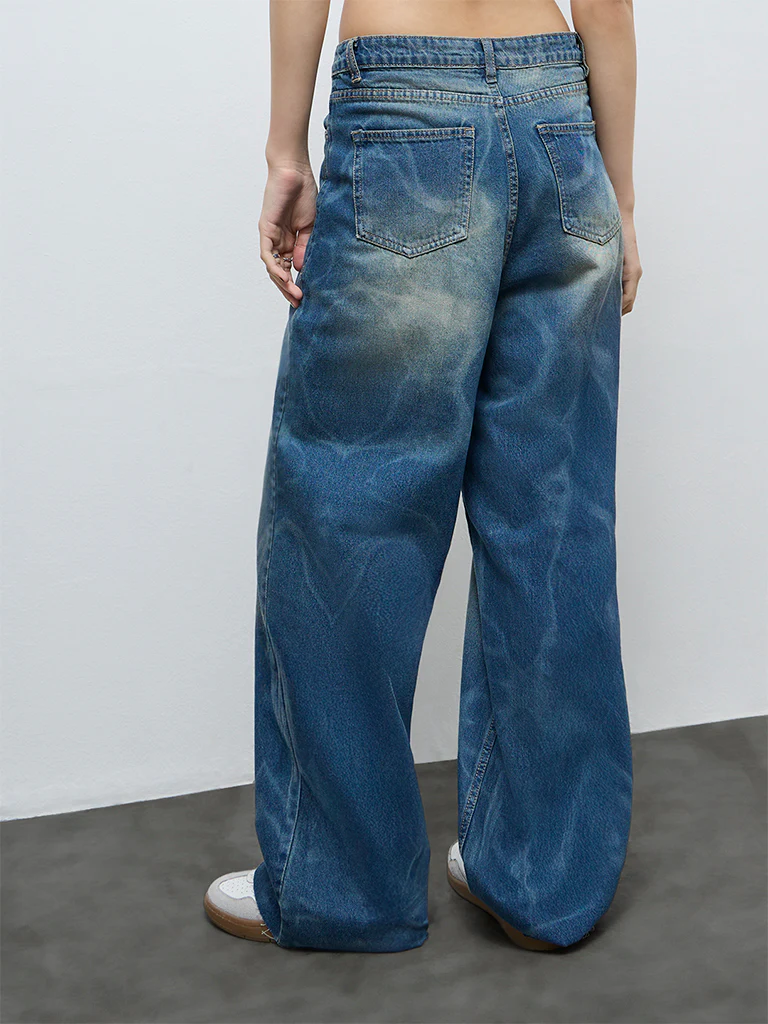 Nuon Blue Faded High-Rise Jeans - Image 4