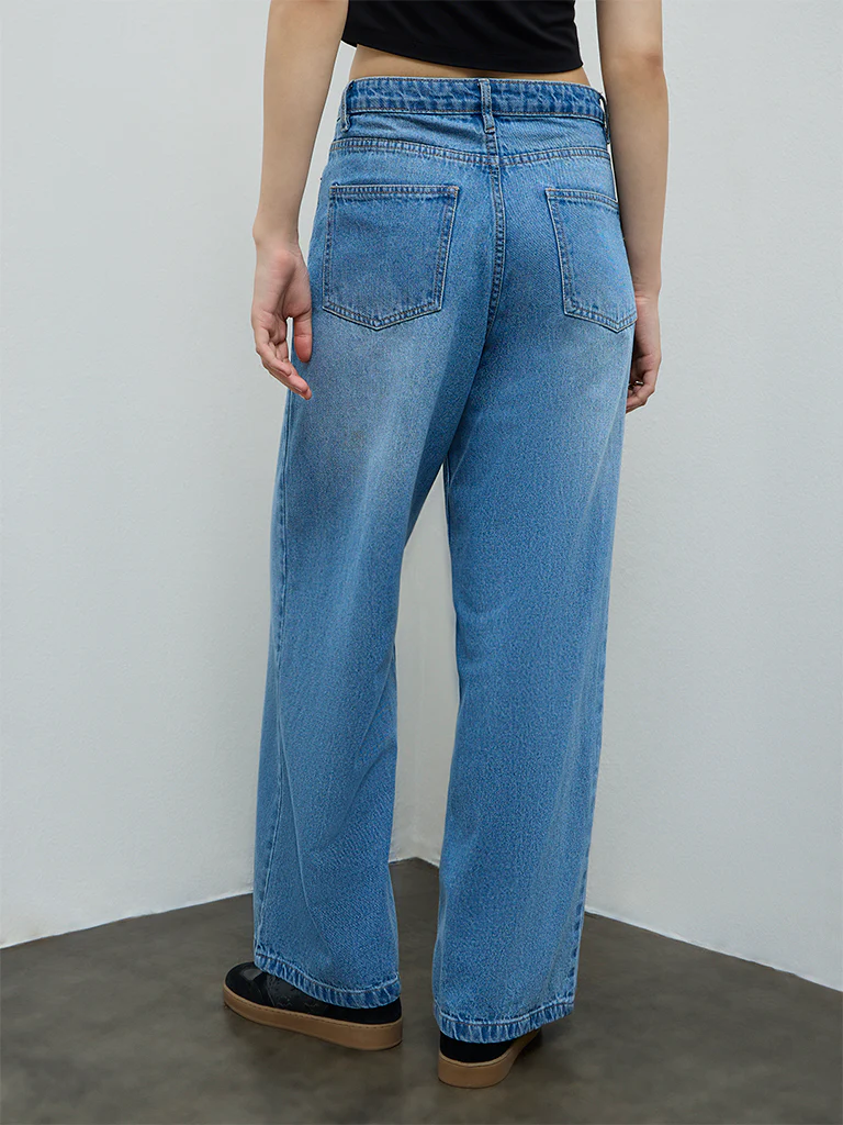 Nuon Blue Faded High-Rise Jeans - Image 4