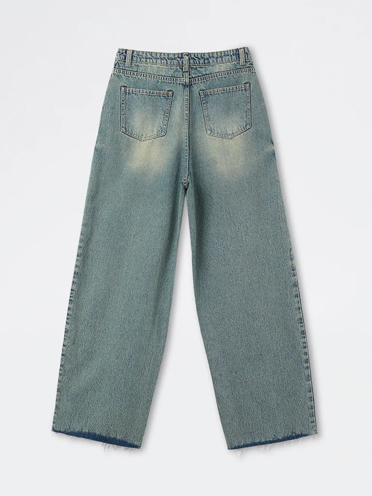 Nuon Blue Faded Relaxed-Fit High-Rise Jeans - Image 2