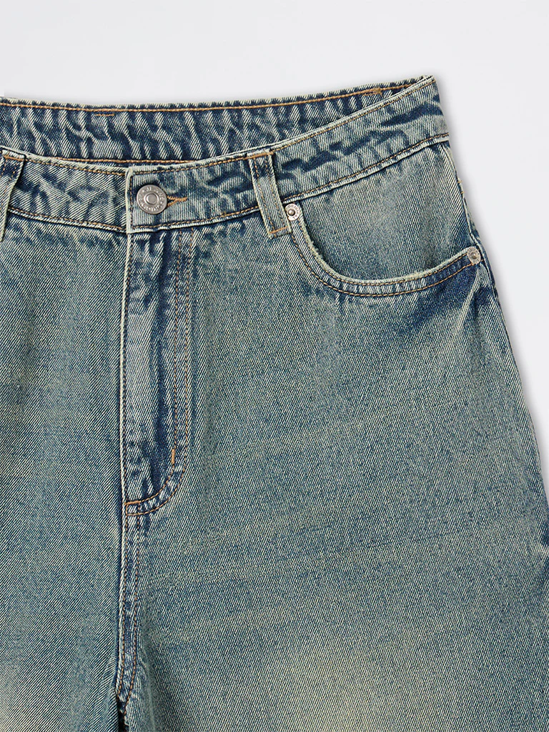 Nuon Blue Faded Relaxed-Fit High-Rise Jeans - Image 3