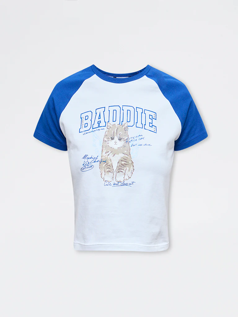 Nuon Blue Printed Cotton-Blend T-Shirt - Image 5