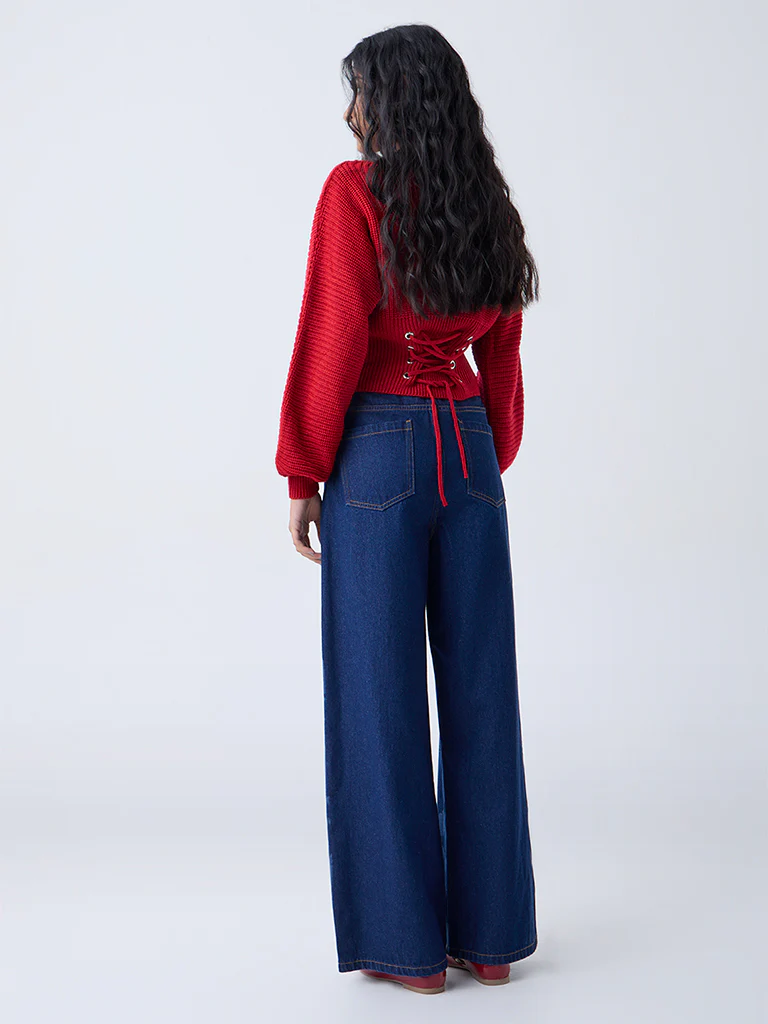 Nuon Blue Printed Relaxed-Fit High-Rise Jeans - Image 4