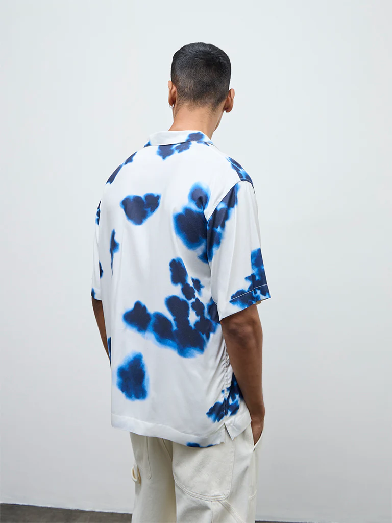 Nuon Blue Printed Relaxed Fit Shirt - Image 4