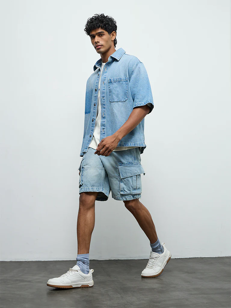 Nuon Blue Relaxed-Fit Denim Shirt - Image 3