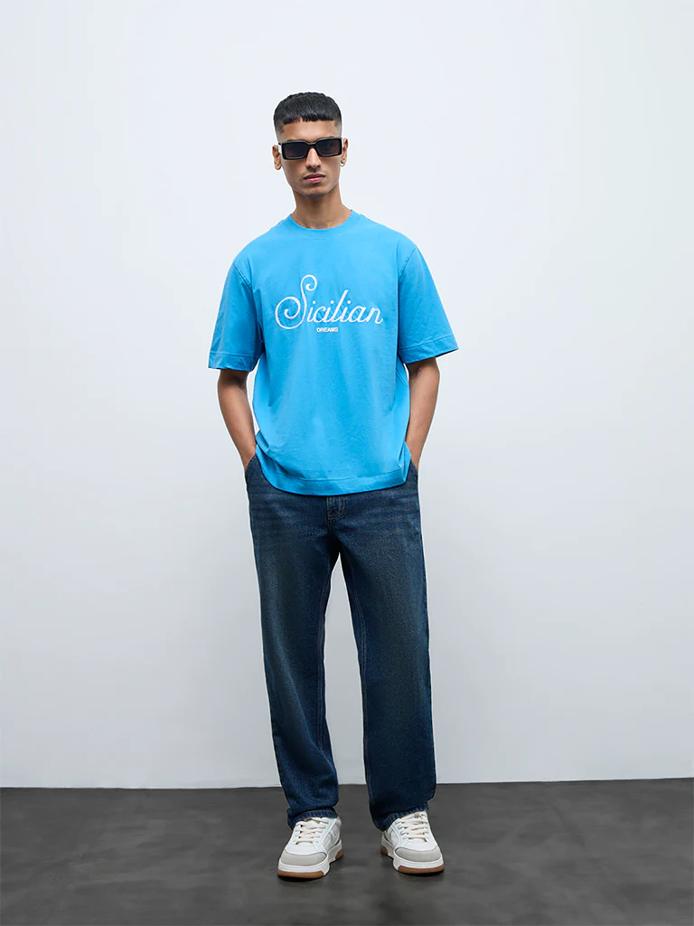 Nuon Blue Relaxed-Fit Mid-Rise Jeans