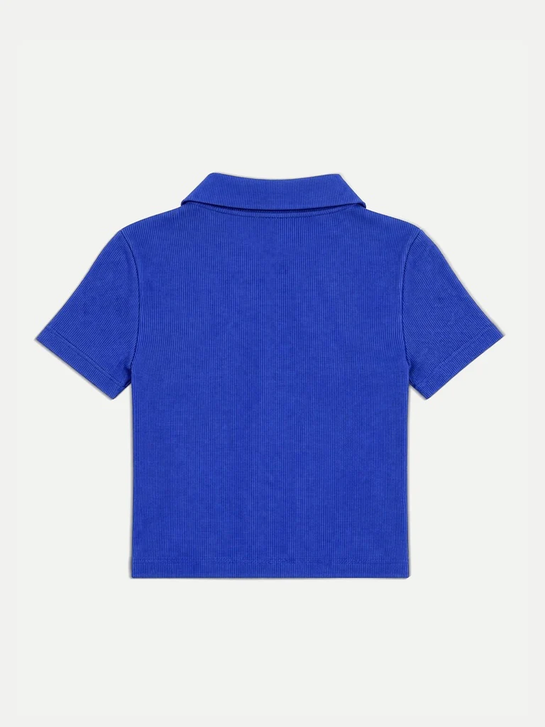 Nuon Blue Ribbed-Texture Cotton Top - Image 6