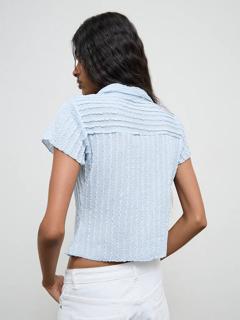 Nuon Blue Seersucker Shirt - Image 4