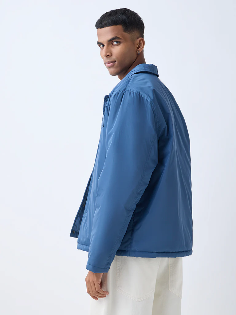 Nuon Blue Solid Relaxed-Fit Jacket - Image 5