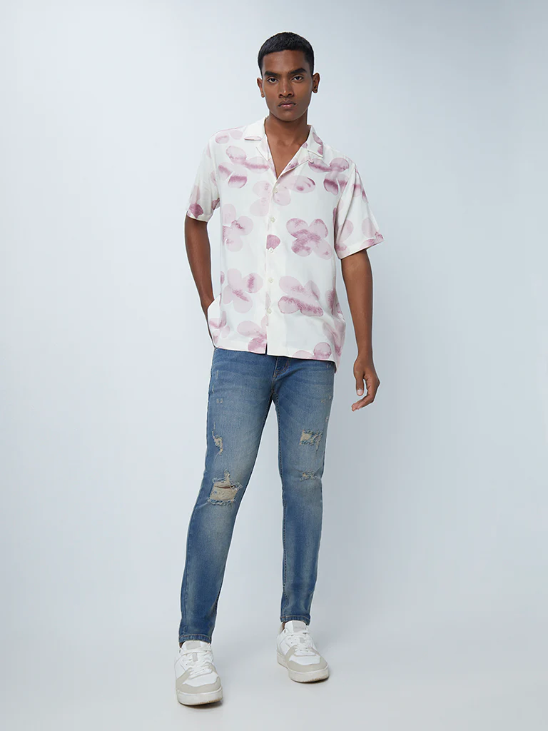 Nuon Blue Straight-Fit Mid-Rise Jeans