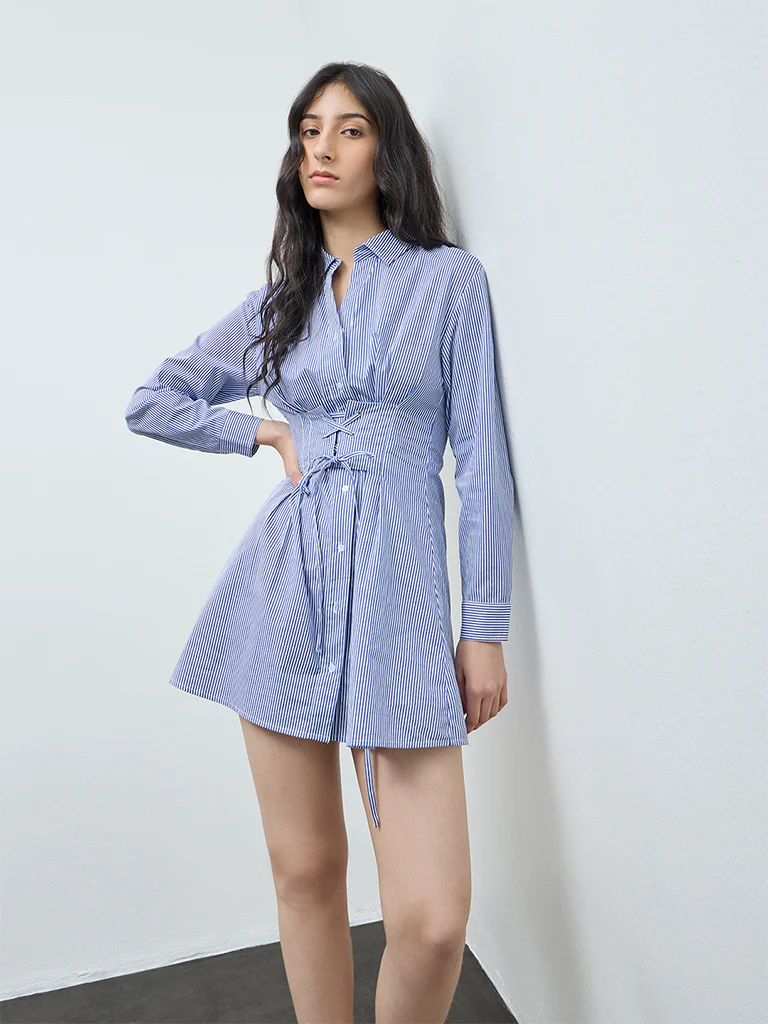 Nuon Blue Stripe Printed Shirt Dress - Image 2