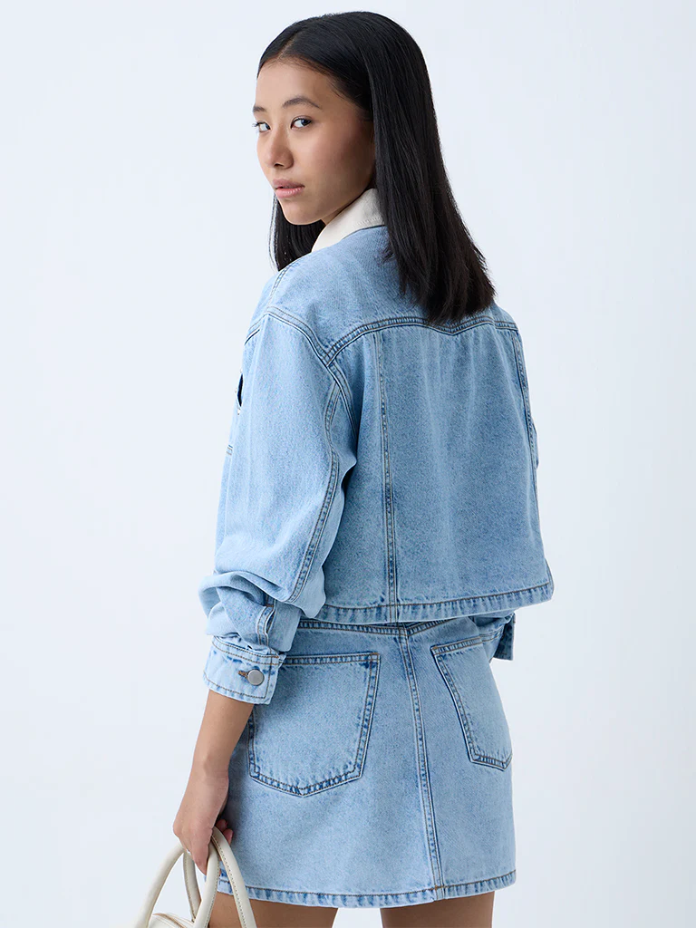 Nuon Blue Stud-Detailed Denim Jacket - Image 4