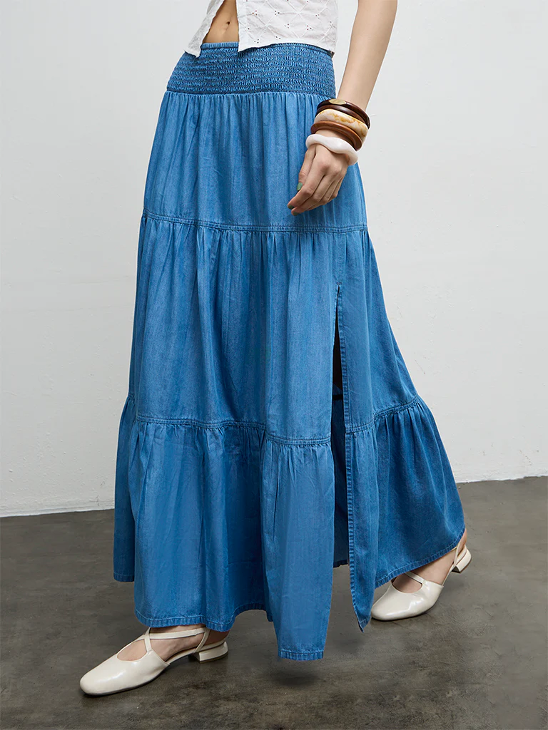 Nuon Blue Tiered High-Rise Denim Skirt - Image 2