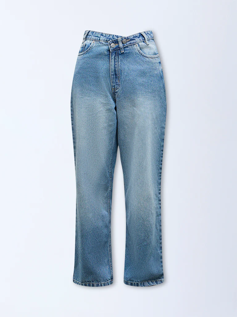 Nuon Blue Washed High-Rise Flared Jeans - Image 5