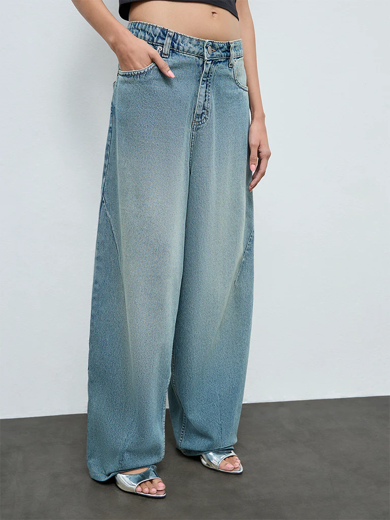 Nuon Blue Washed High-Rise Jeans - Image 2