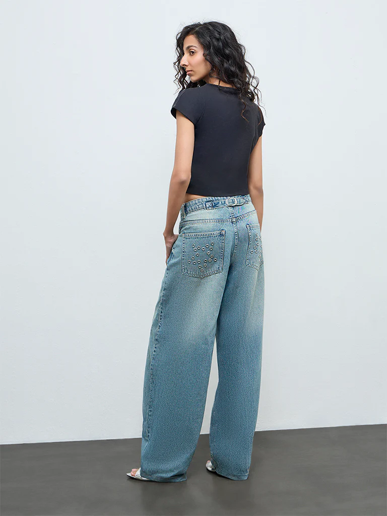 Nuon Blue Washed High-Rise Jeans - Image 4