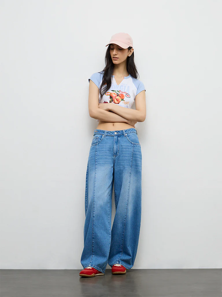 Nuon Blue Washed High-Rise Jeans