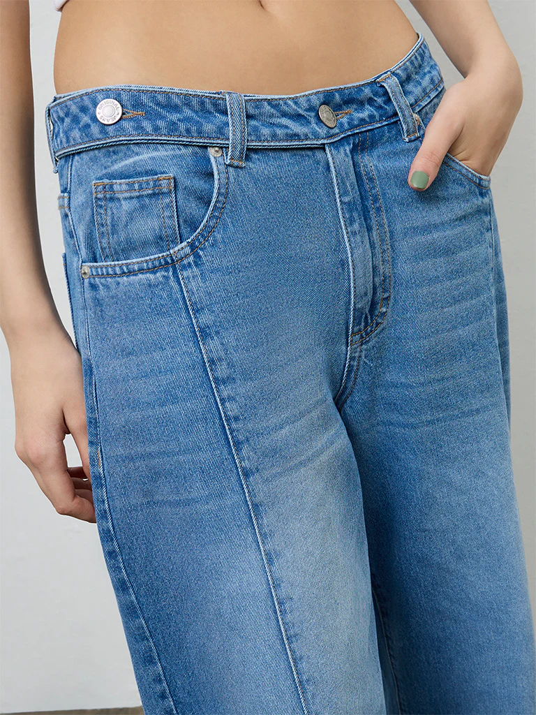Nuon Blue Washed High-Rise Jeans - Image 3