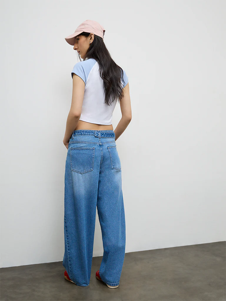 Nuon Blue Washed High-Rise Jeans - Image 4