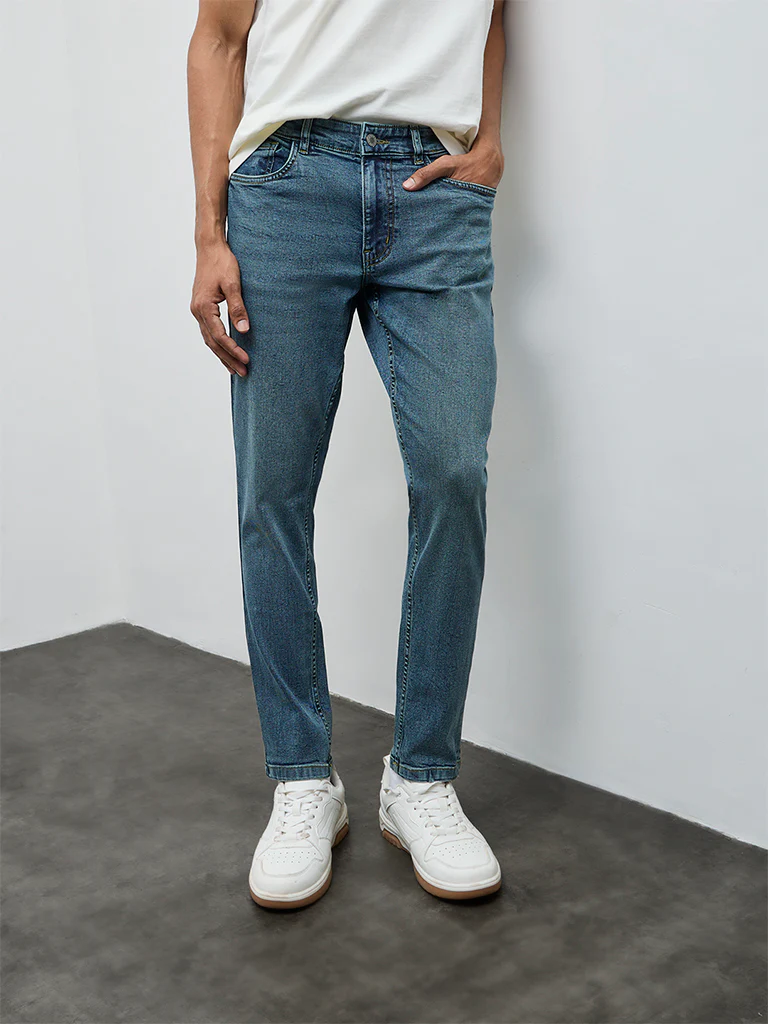 Nuon Blue Washed Slim-Fit Mid-Rise Jeans - Image 2